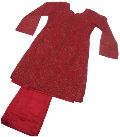 3 Piece Shalwar Kameez (Red)